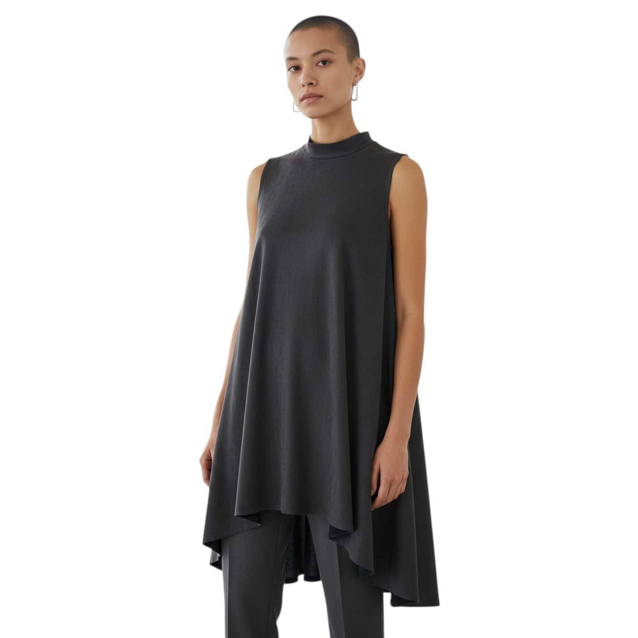 Vintage Havana Sleeveless Trapeze Tunic Top Women's Size Large Black Mock-Neck